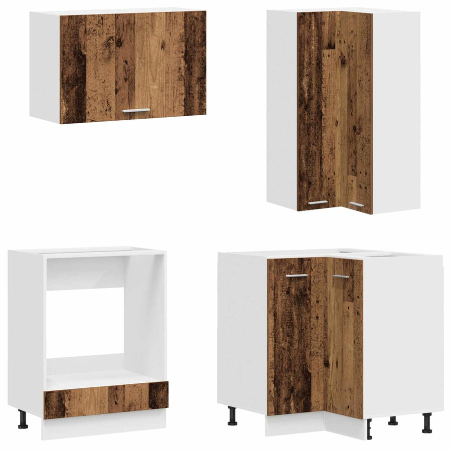 Keuken Eenheid LYON 8 pcs Oud hout Bewerkt hout