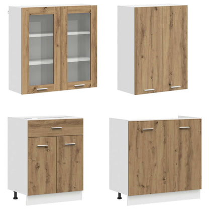 Keuken Eenheid LYON 8 pcs Artisanaal eiken Bewerkt hout