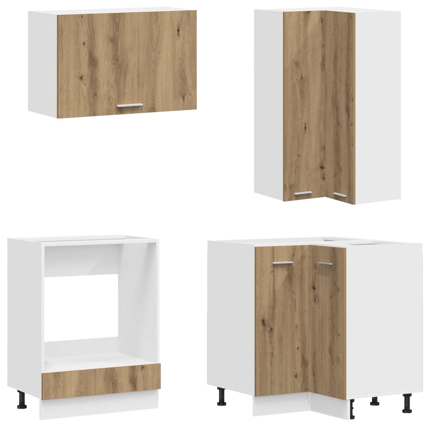 Keuken Eenheid LYON 8 pcs Artisanaal eiken Bewerkt hout