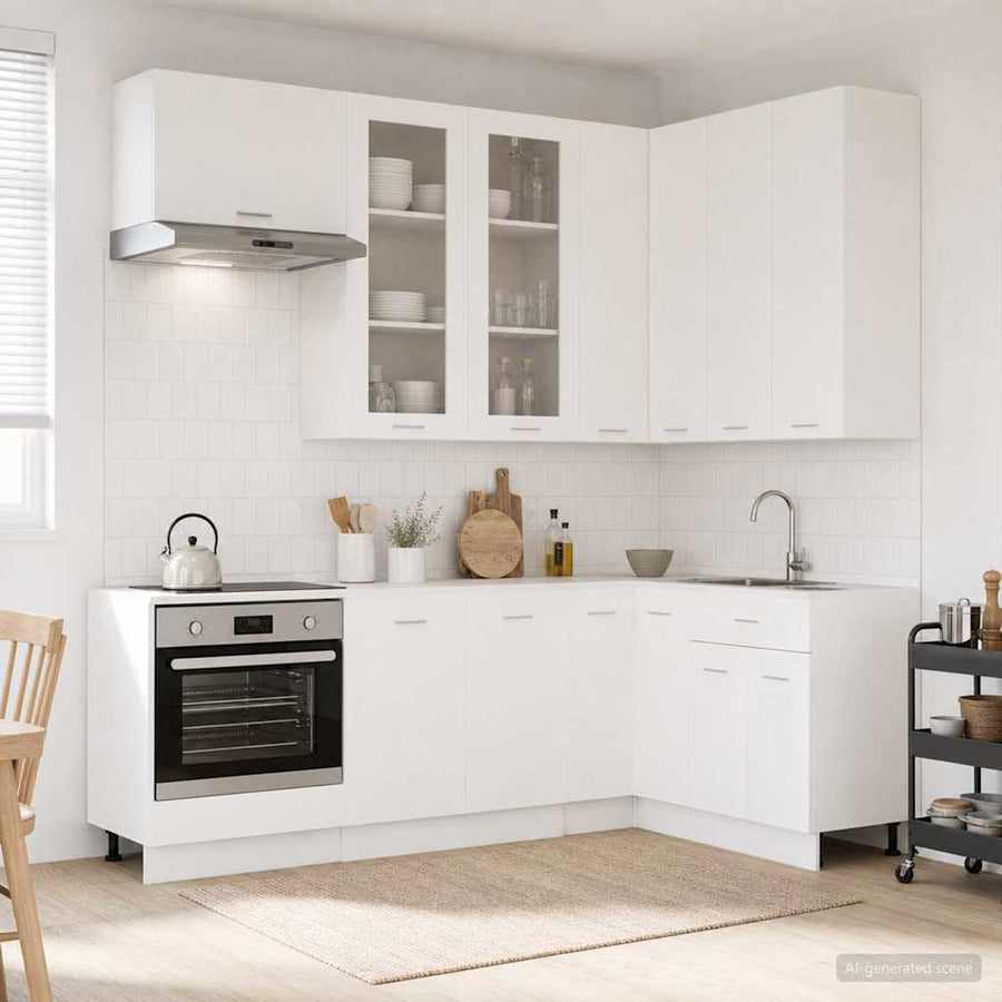 Keuken Eenheid LYON 8 pcs Wit Bewerkt hout