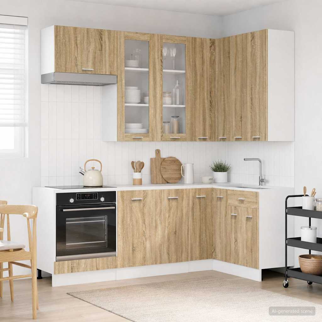 Keuken Eenheid LYON 8 pcs Sonoma Eiken Bewerkt hout