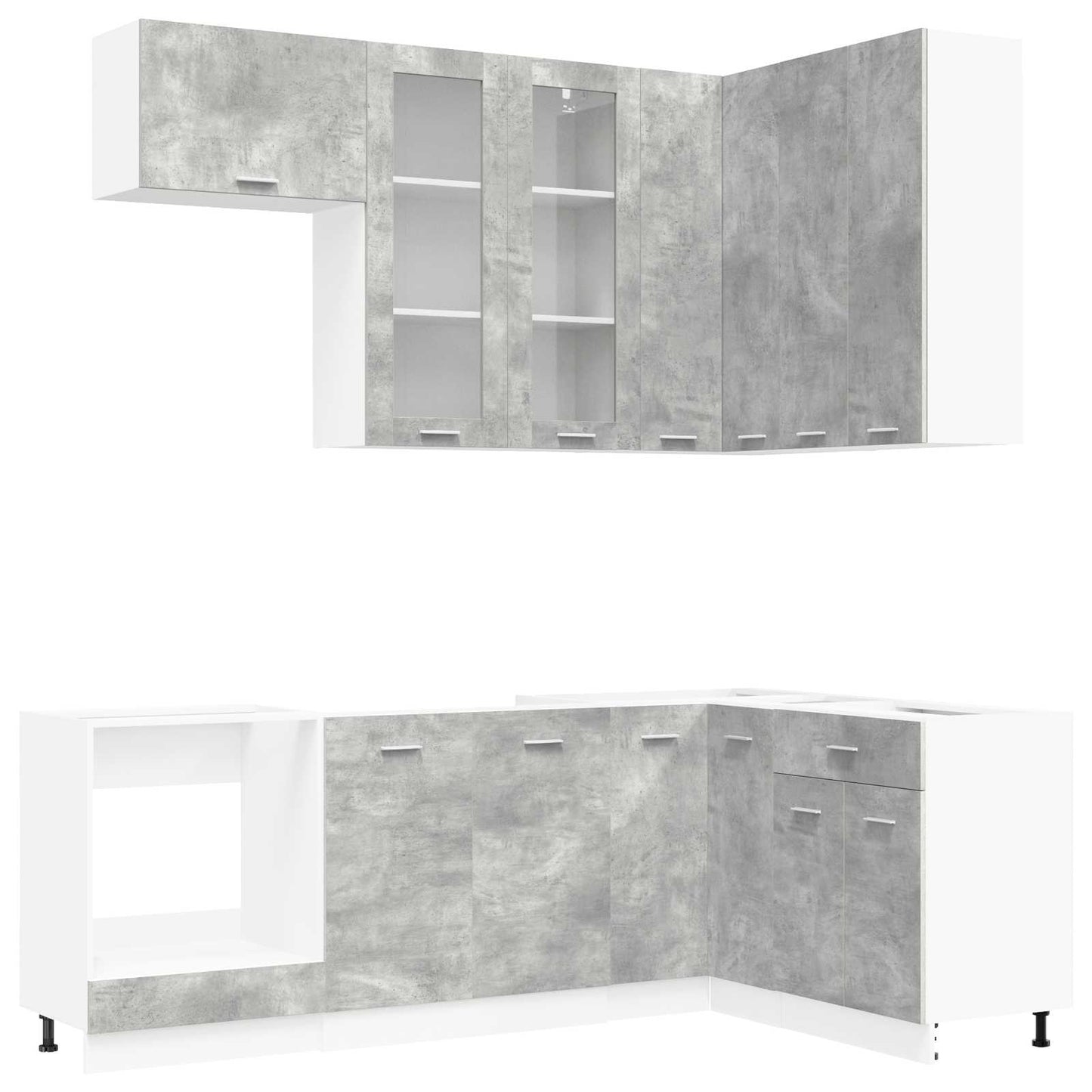 Keuken Eenheid LYON 8 pcs Betongrijs Bewerkt hout