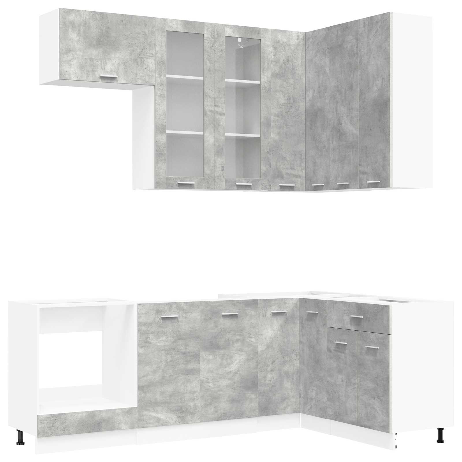 Keuken Eenheid LYON 8 pcs Betongrijs Bewerkt hout