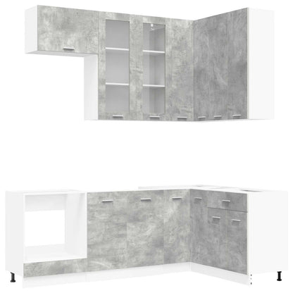 Keuken Eenheid LYON 8 pcs Betongrijs Bewerkt hout