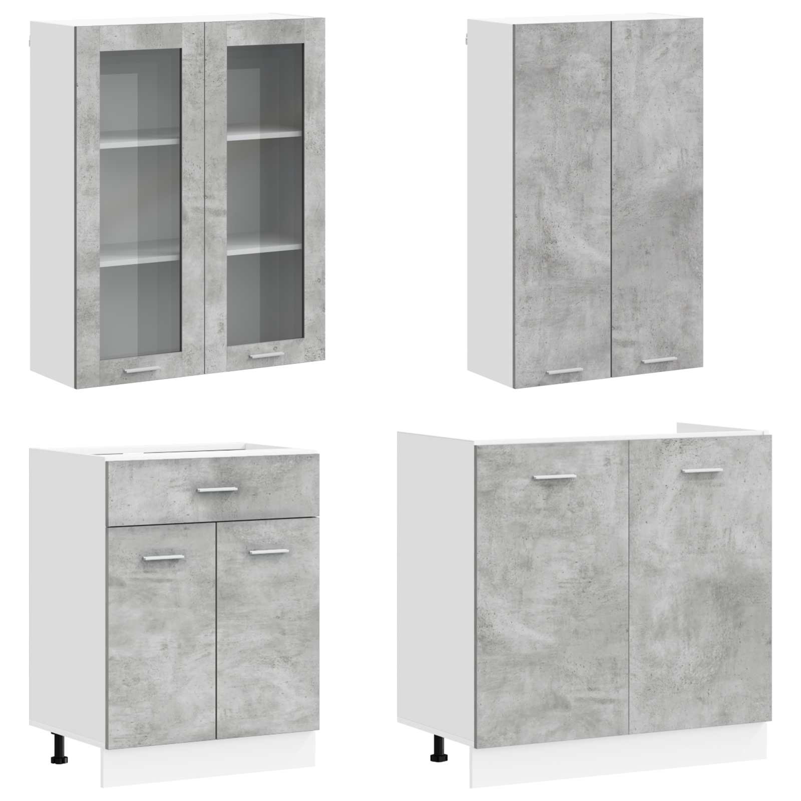 Keuken Eenheid LYON 8 pcs Betongrijs Bewerkt hout