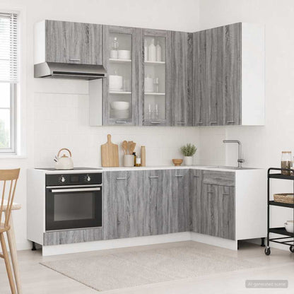 Keuken Eenheid LYON 8 pcs Grijs Sonoma Bewerkt hout