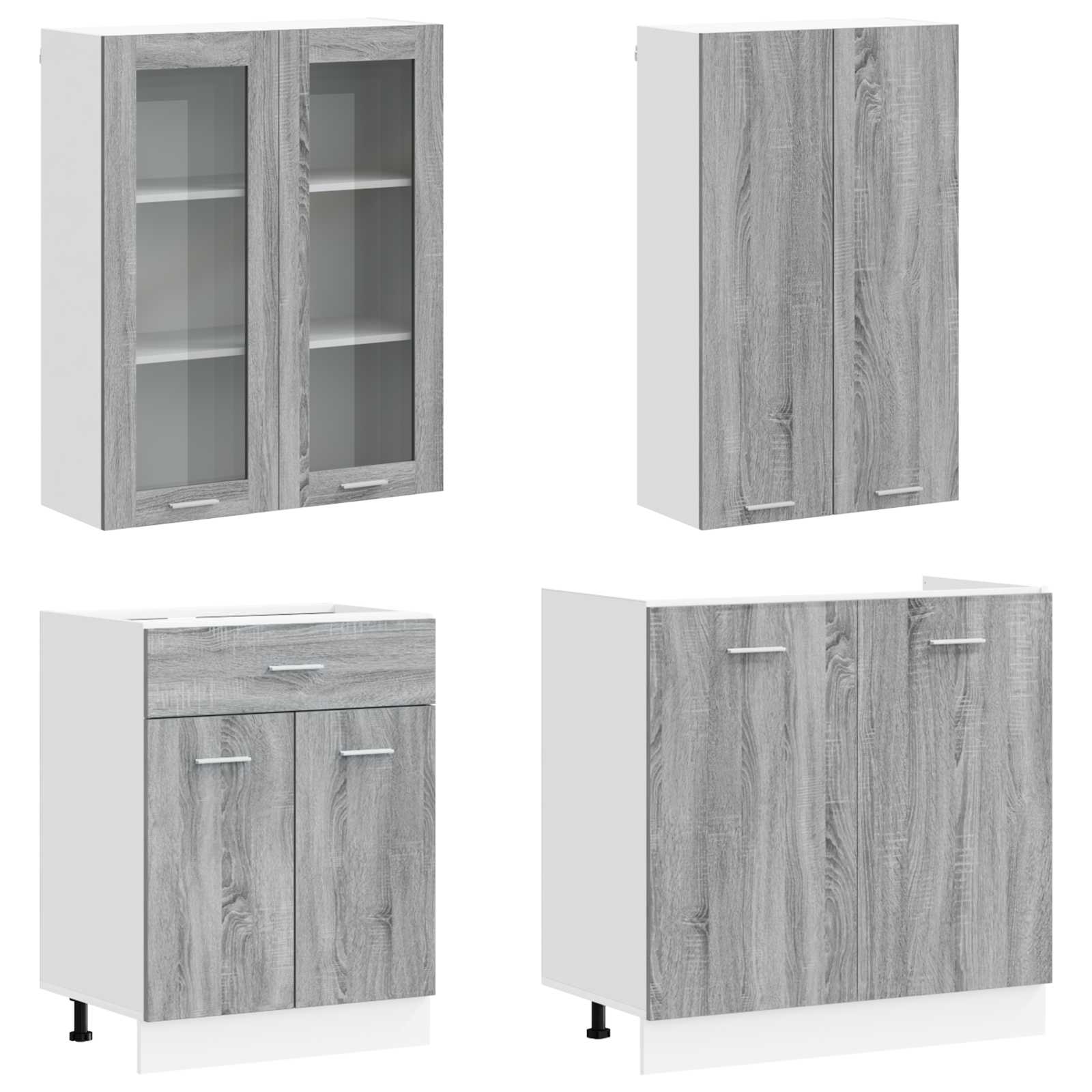 Keuken Eenheid LYON 8 pcs Grijs Sonoma Bewerkt hout