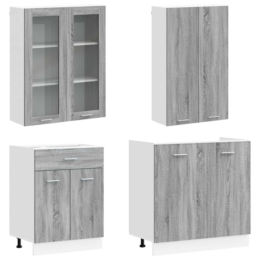 Keuken Eenheid LYON 8 pcs Grijs Sonoma Bewerkt hout