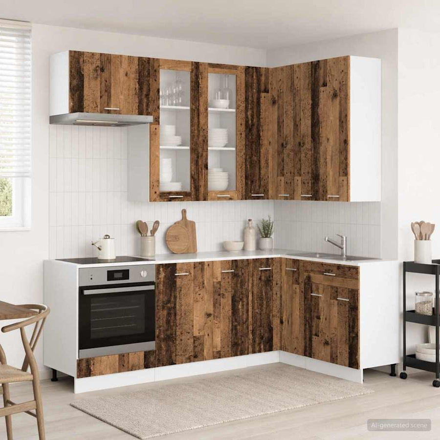 Keuken Eenheid LYON 8 pcs Oud hout Bewerkt hout