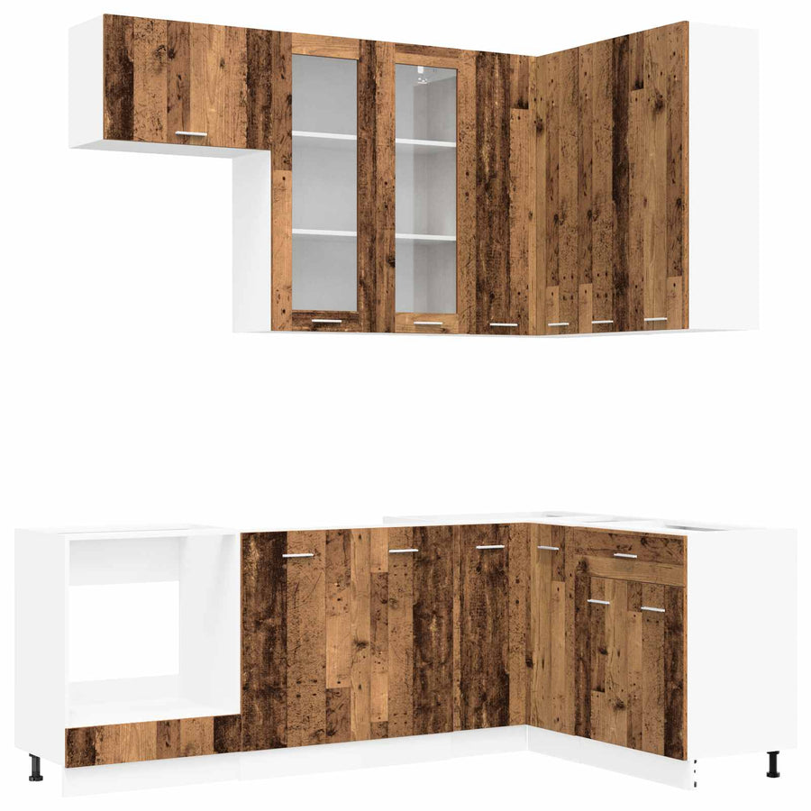 Keuken Eenheid LYON 8 pcs Oud hout Bewerkt hout