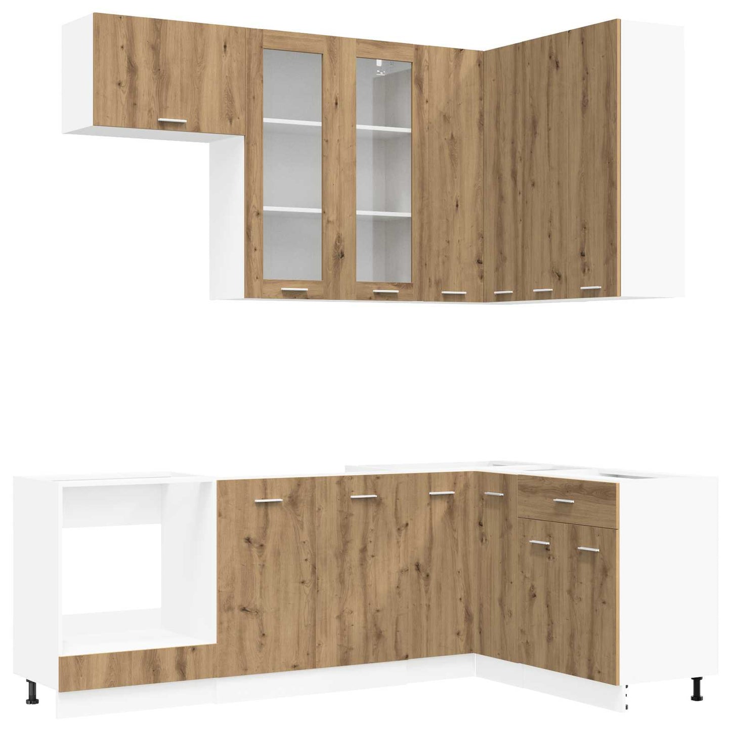 Keuken Eenheid LYON 8 pcs Artisanaal eiken Bewerkt hout