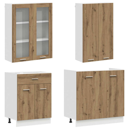 Keuken Eenheid LYON 8 pcs Artisanaal eiken Bewerkt hout