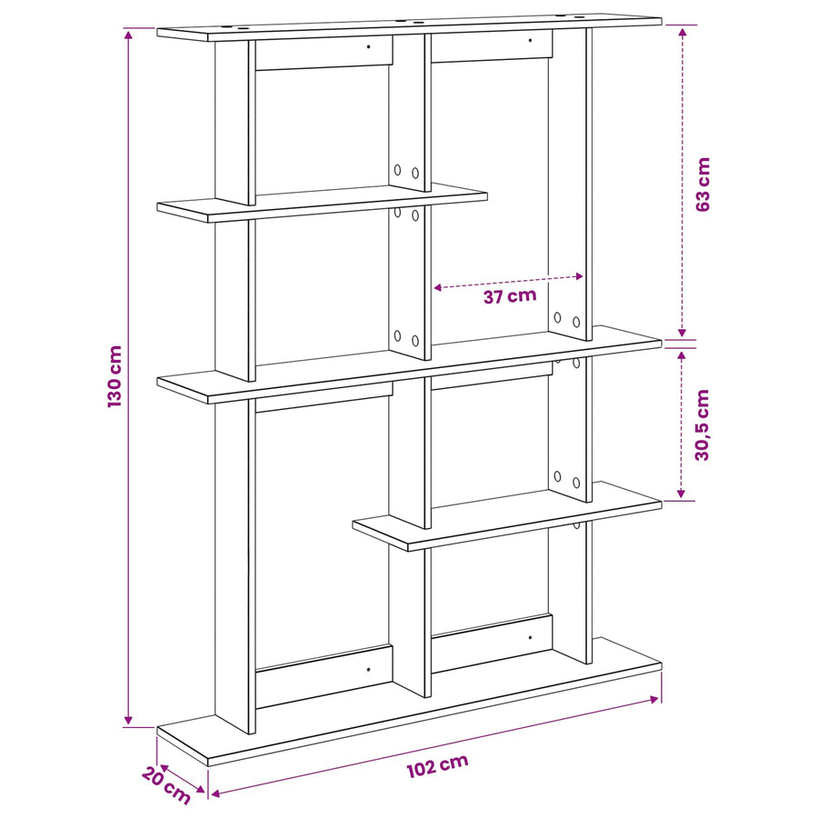 Wandschap Eenheid Zwart 102 x 20 x 130 cm Bewerkt hout