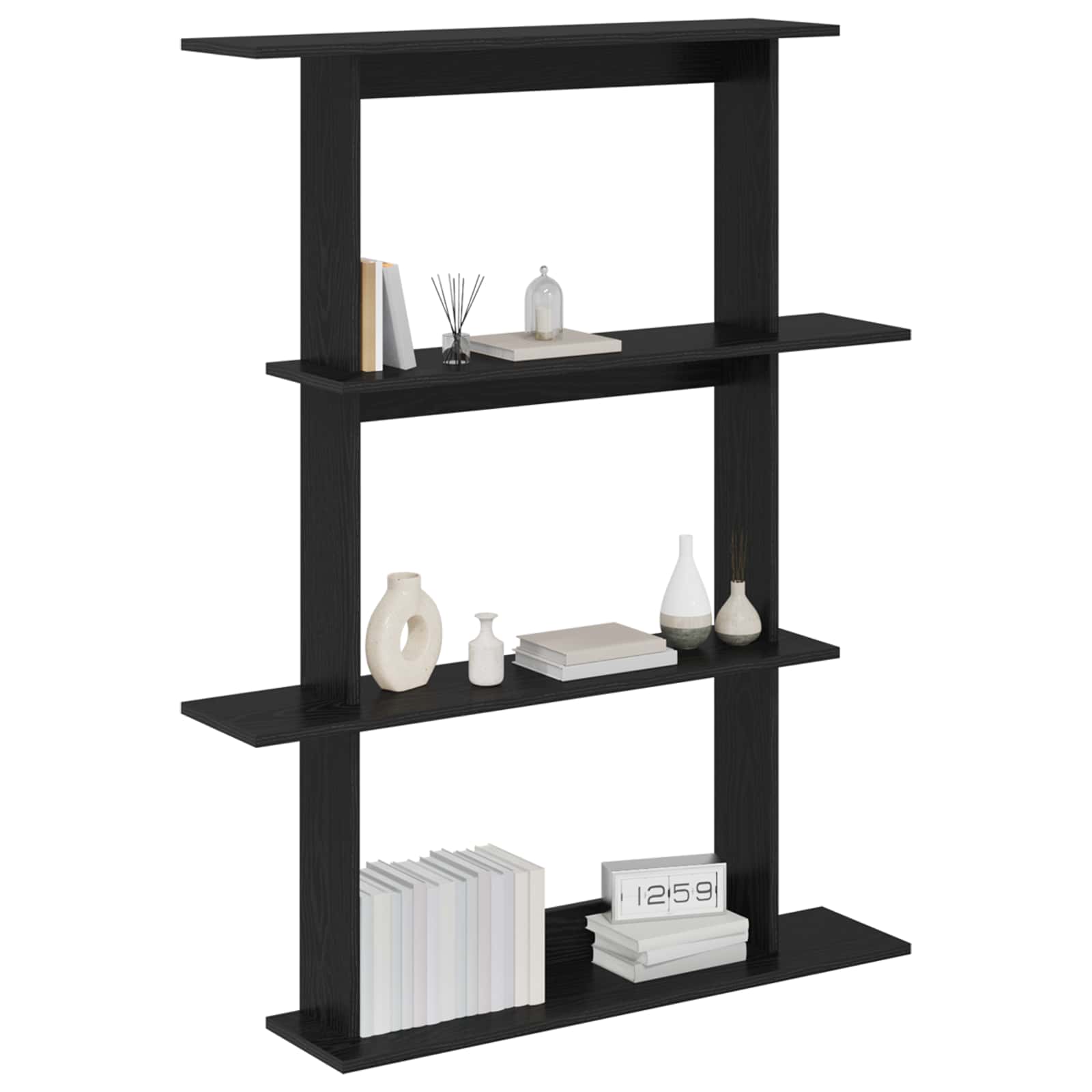 Wandschap Eenheid Zwart 100 x 20 x 126 cm Bewerkt hout
