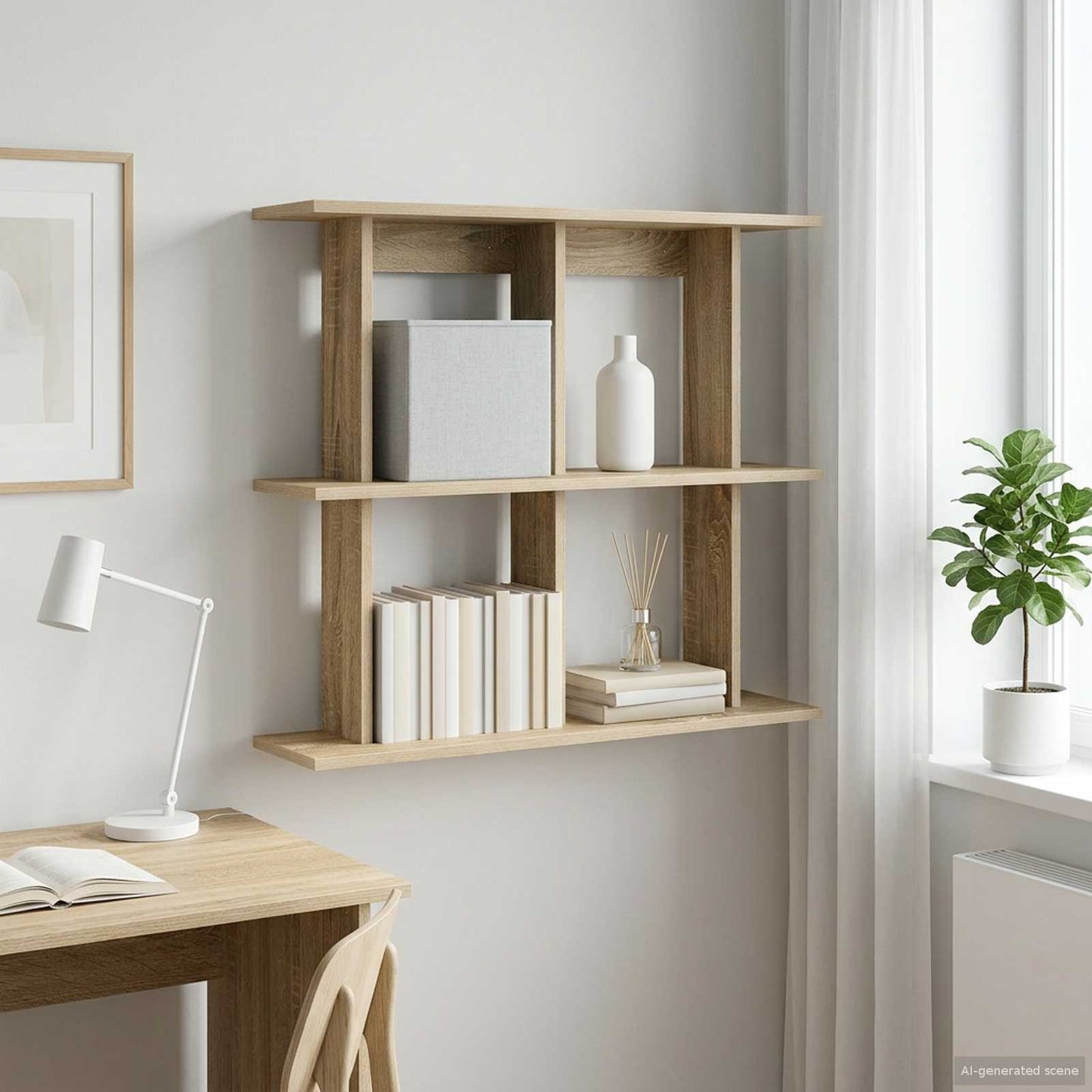Wandplank Muurmontage Bruin 80 x 20 x 75 cm Bewerkt hout