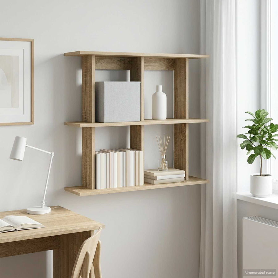 Wandplank Muurmontage Bruin 80 x 20 x 75 cm Bewerkt hout