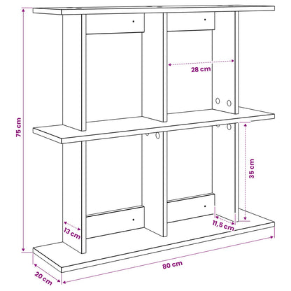 Wandplank Muurmontage Bruin 80 x 20 x 75 cm Bewerkt hout