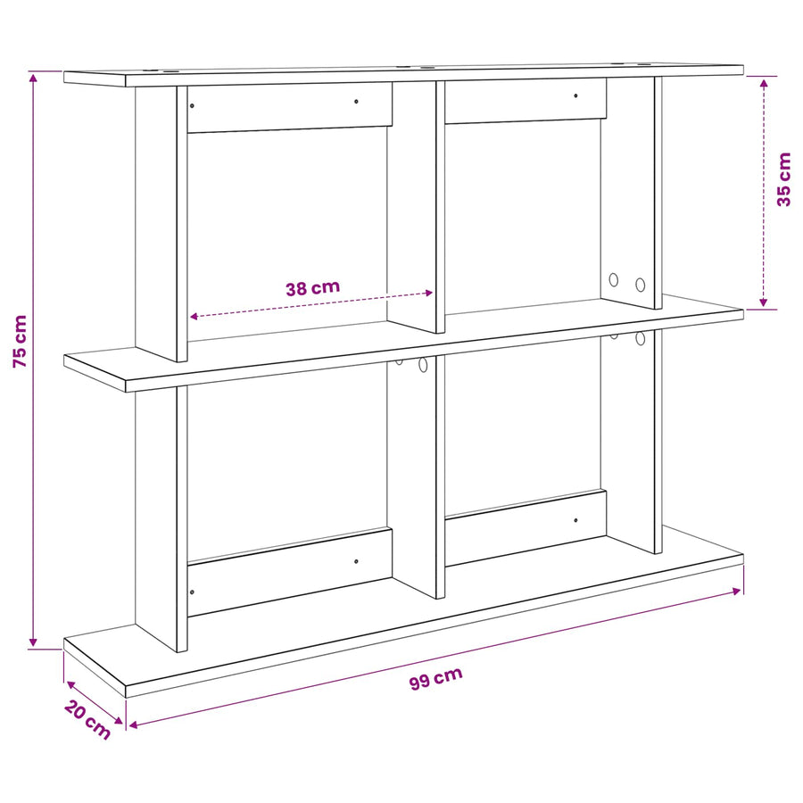 Wandplank Muurmontage Zwart 100 x 20 x 75 cm Bewerkt hout