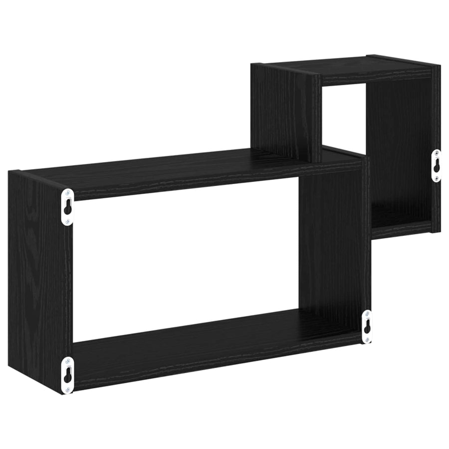Wandplank Muurmontage Zwart 55 x 15 x 35 cm Bewerkt hout