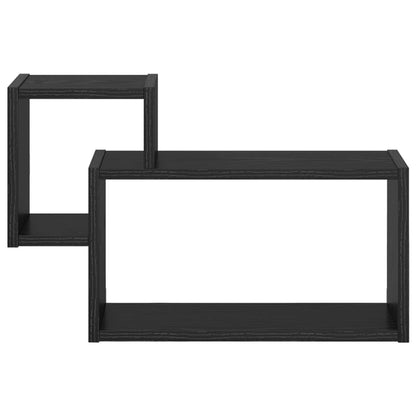 Wandplank Muurmontage Zwart 55 x 15 x 35 cm Bewerkt hout
