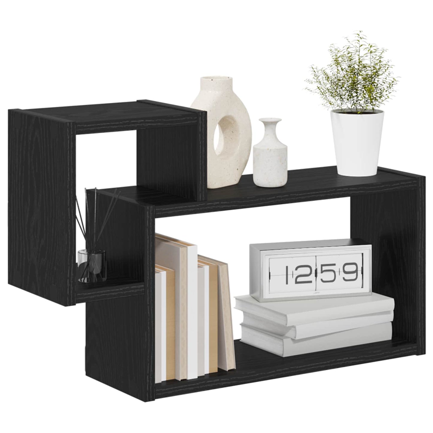 Wandplank Muurmontage Zwart 55 x 15 x 35 cm Bewerkt hout