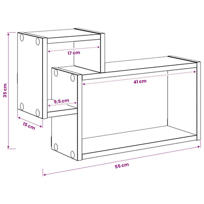 Wandplank Muurmontage Bruin 55 x 15 x 35 cm Bewerkt hout