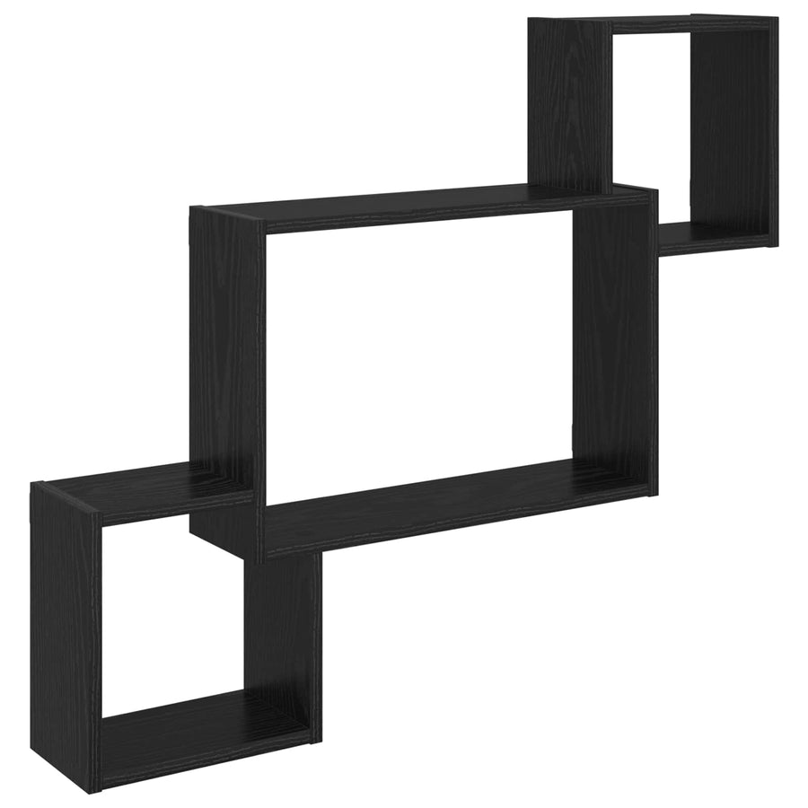 Wandplank Muurmontage Zwart 91,5 x 15 x 76 cm Bewerkt hout
