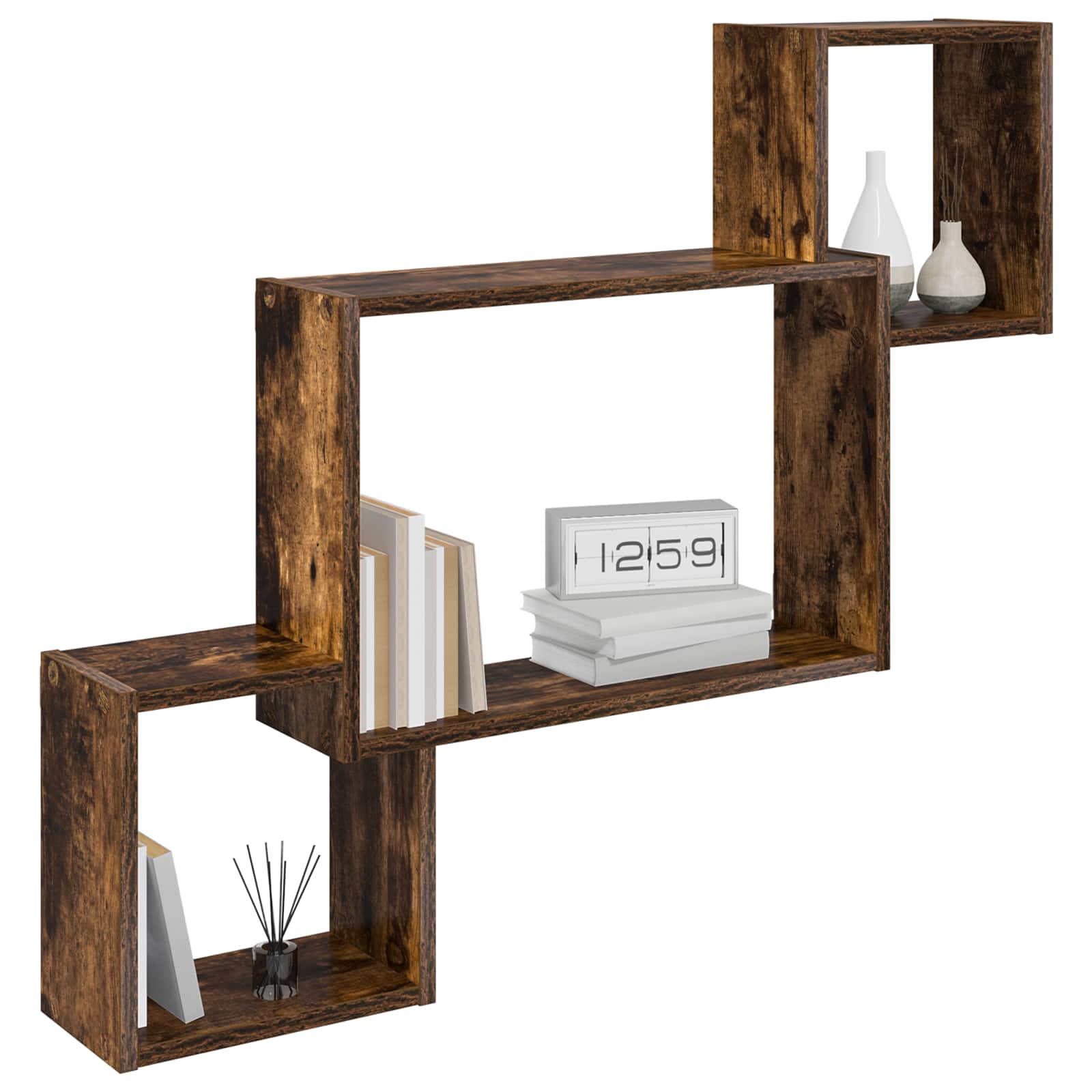 Wandplank Muurmontage Bruin 91,5 x 15 x 76 cm Bewerkt hout