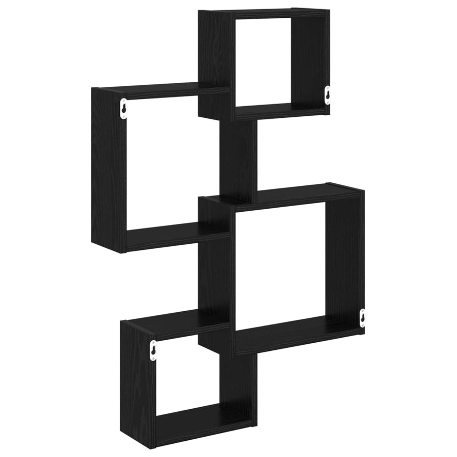 Wand Cube Planken Muurmontage Zwart 64 x 13,5 x 91,5 cm