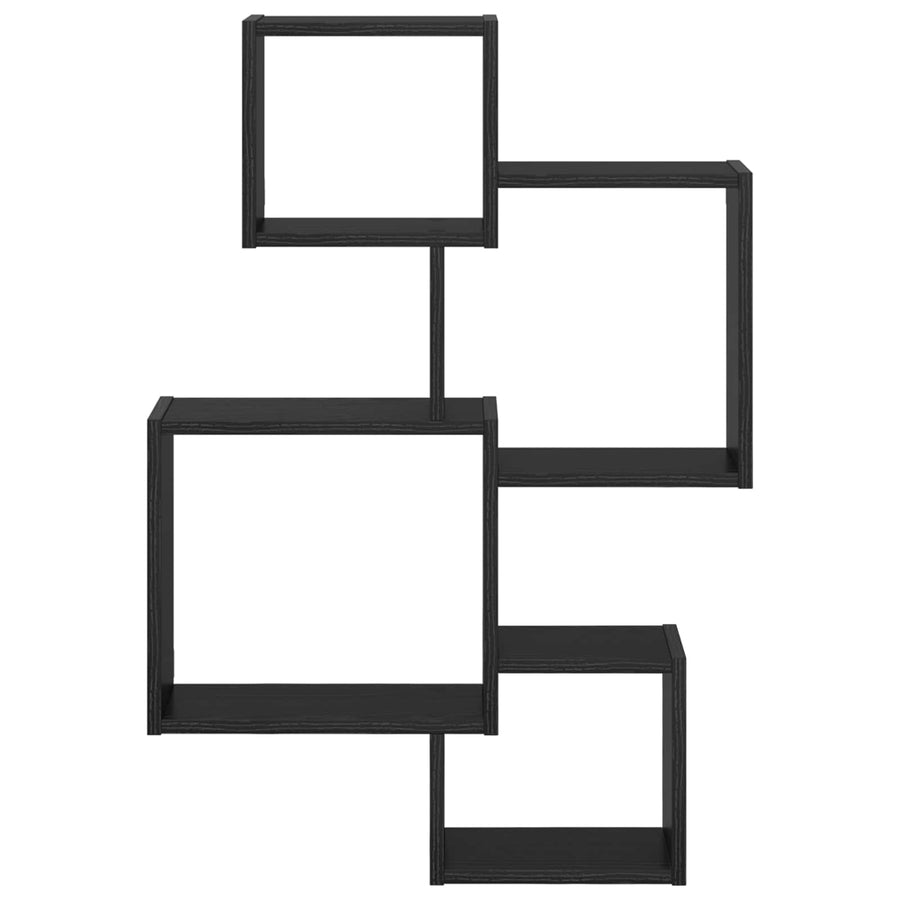 Wand Cube Planken Muurmontage Zwart 64 x 13,5 x 91,5 cm