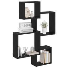 Wand Cube Planken Muurmontage Zwart 64 x 13,5 x 91,5 cm