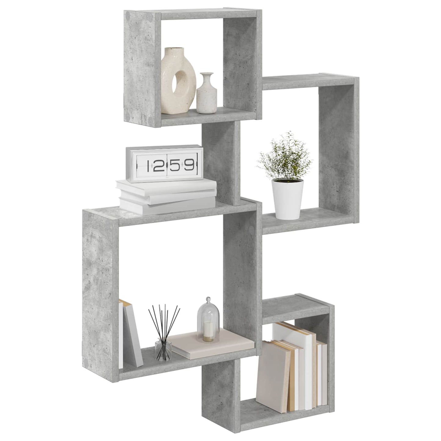 Wand Cube Planken Muurmontage Grijs 64 x 13,5 x 91,5 cm
