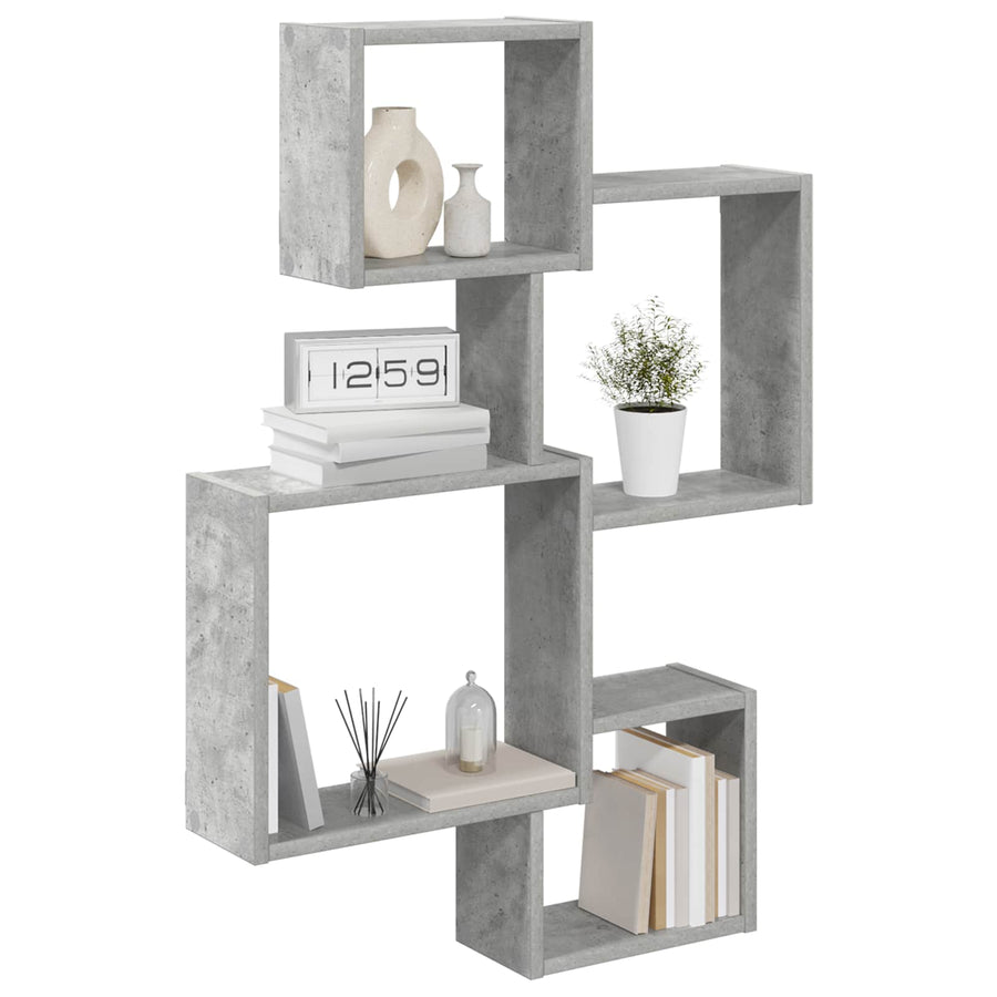 Wand Cube Planken Muurmontage Grijs 64 x 13,5 x 91,5 cm