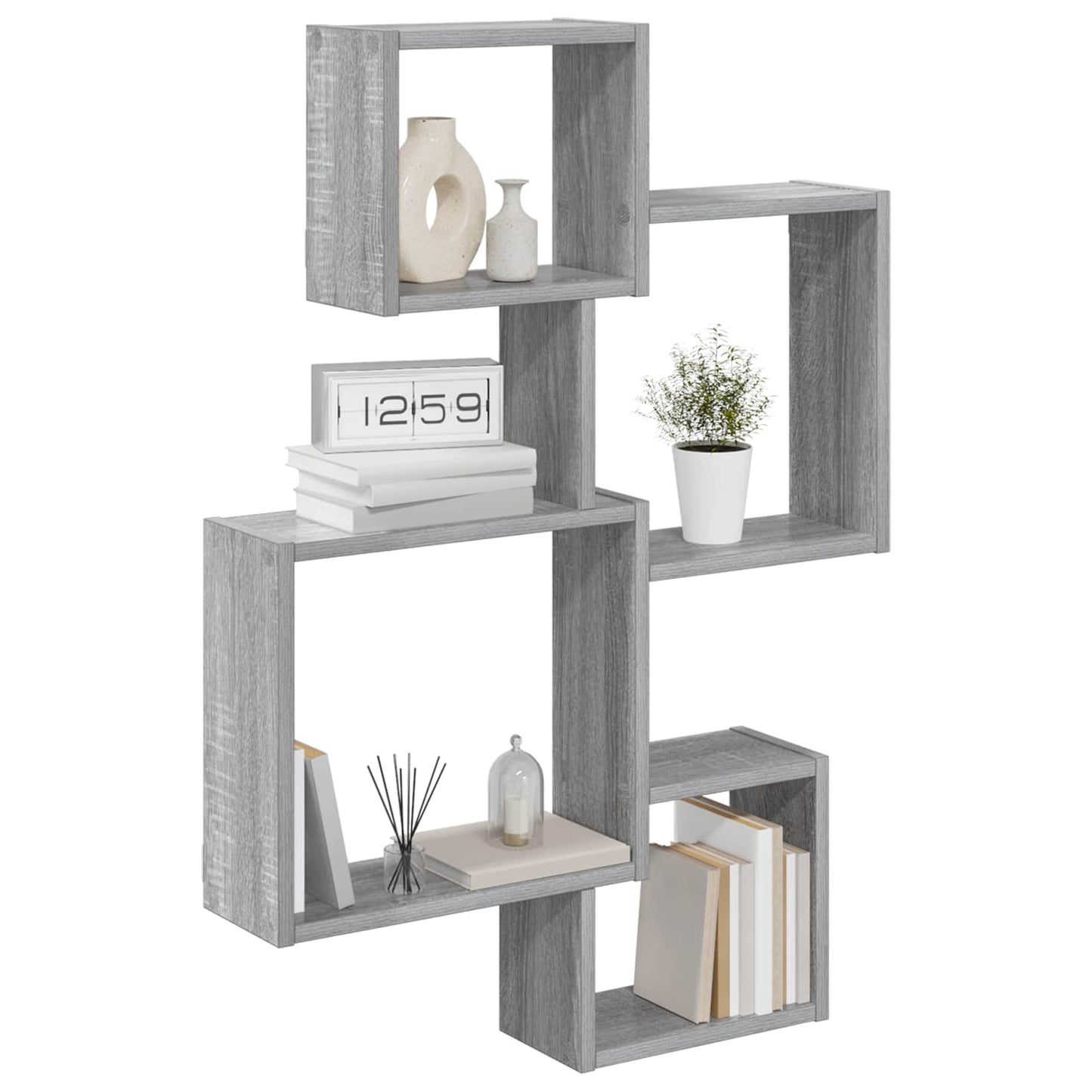 Wand Cube Planken Muurmontage Grijs 64 x 13,5 x 91,5 cm