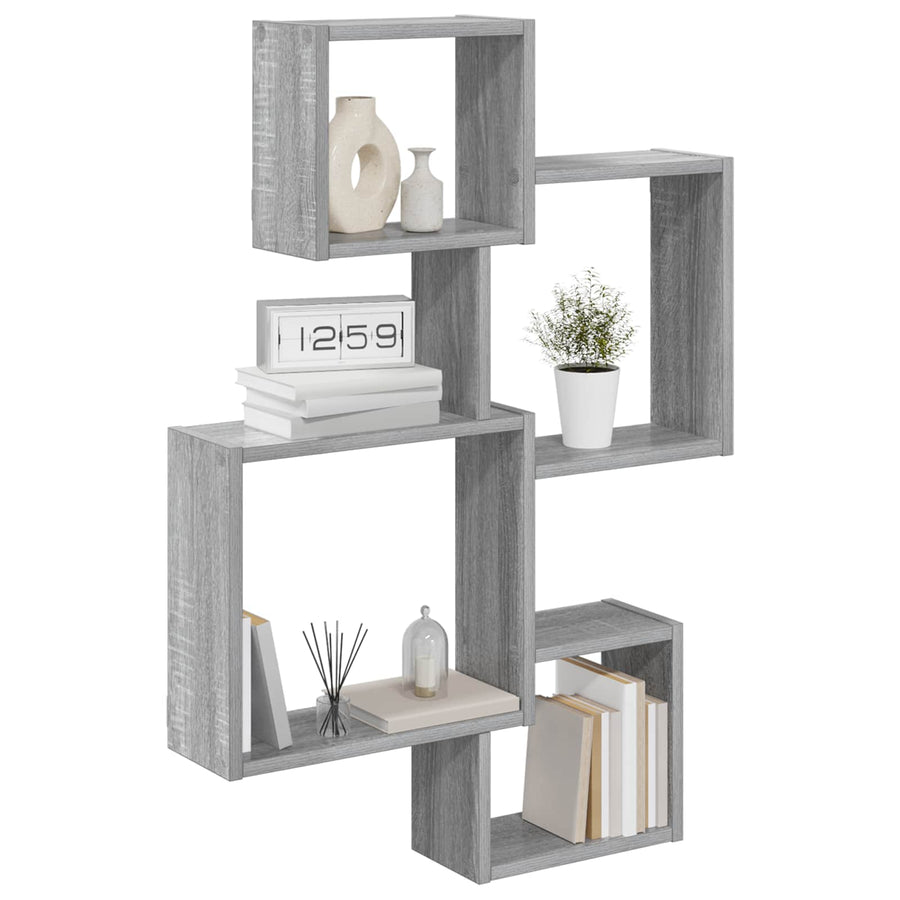 Wand Cube Planken Muurmontage Grijs 64 x 13,5 x 91,5 cm