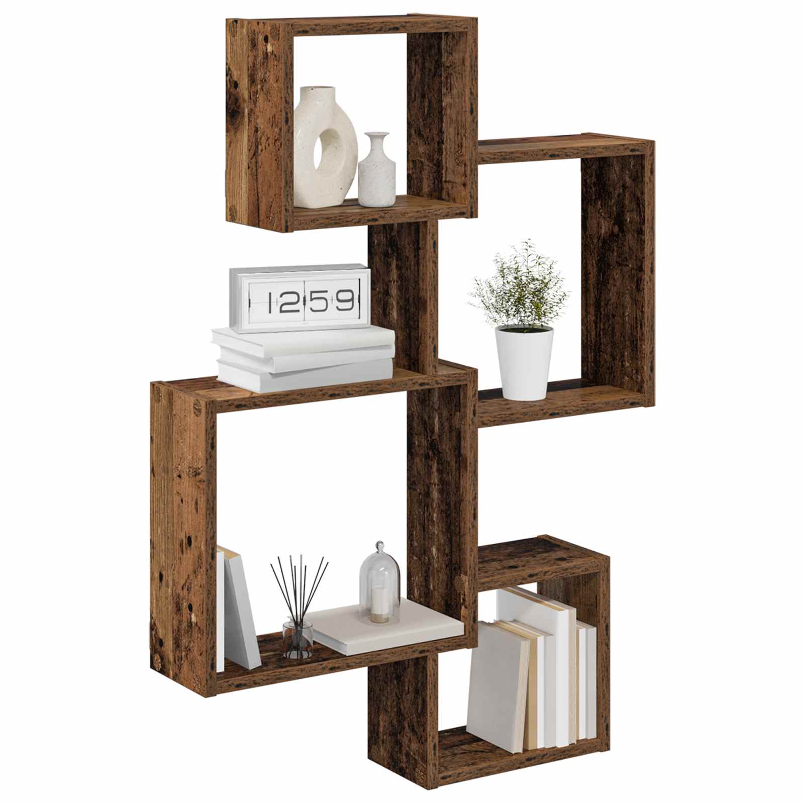 Wand Cube Planken Muurmontage Bruin 64 x 13,5 x 91,5 cm