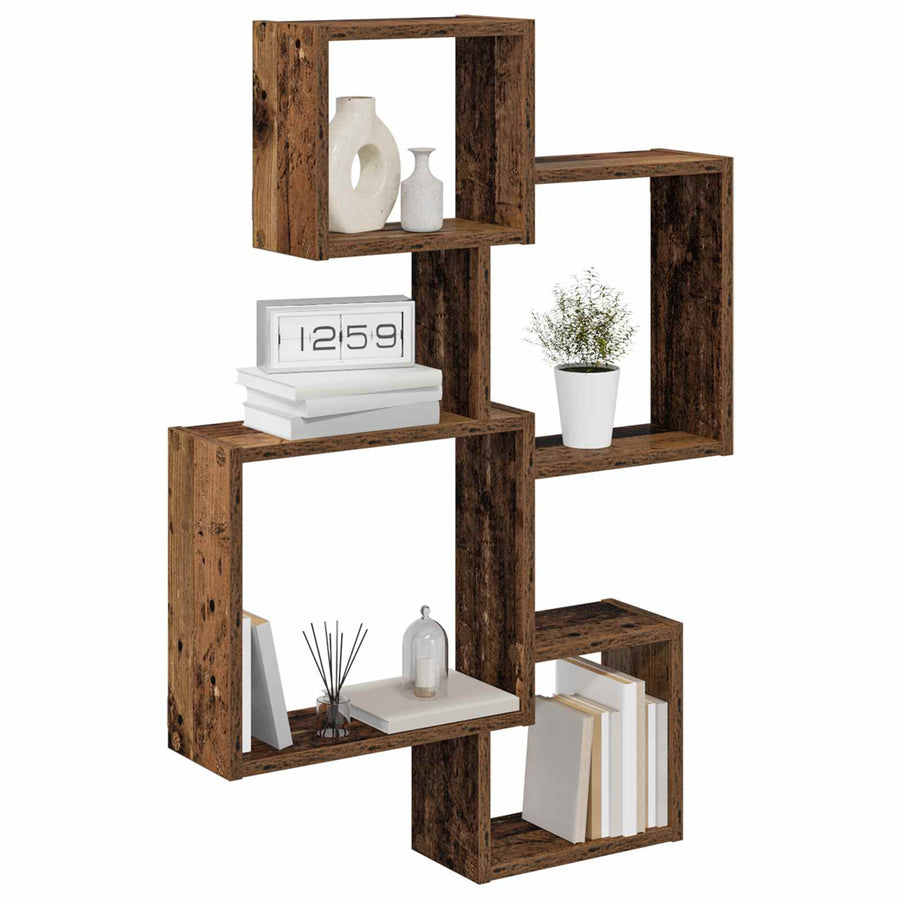 Wand Cube Planken Muurmontage Bruin 64 x 13,5 x 91,5 cm