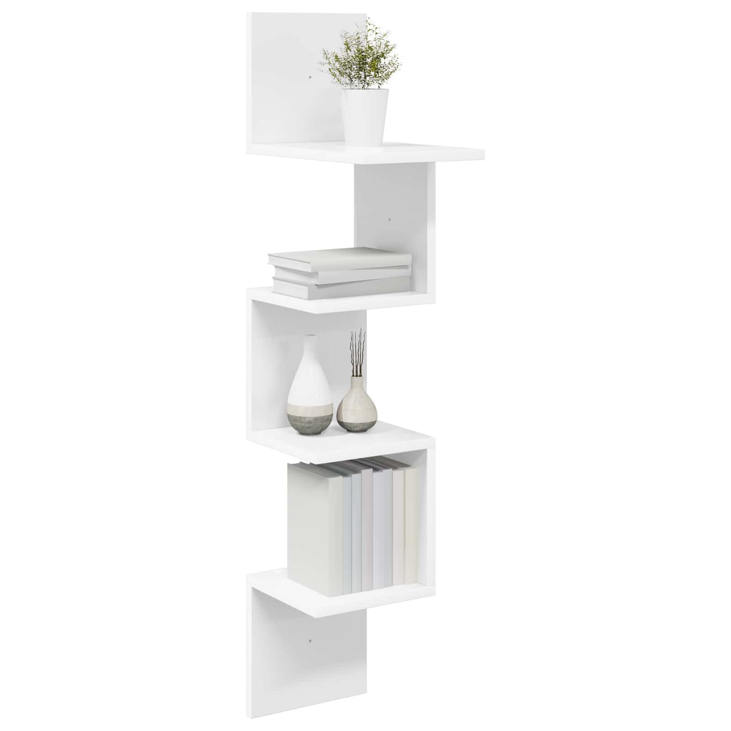 Wandplank Muurmontage Wit 32 x 21 x 107 cm Bewerkt hout