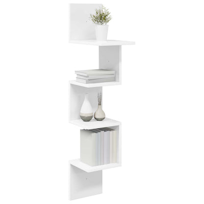 Wandplank Muurmontage Wit 32 x 21 x 107 cm Bewerkt hout