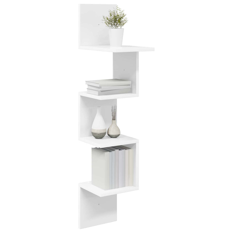 Wandplank Muurmontage Wit 32 x 21 x 107 cm Bewerkt hout