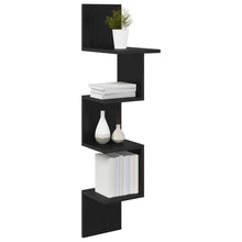 Wandplank Muurmontage Zwart 32 x 21 x 107 cm Bewerkt hout