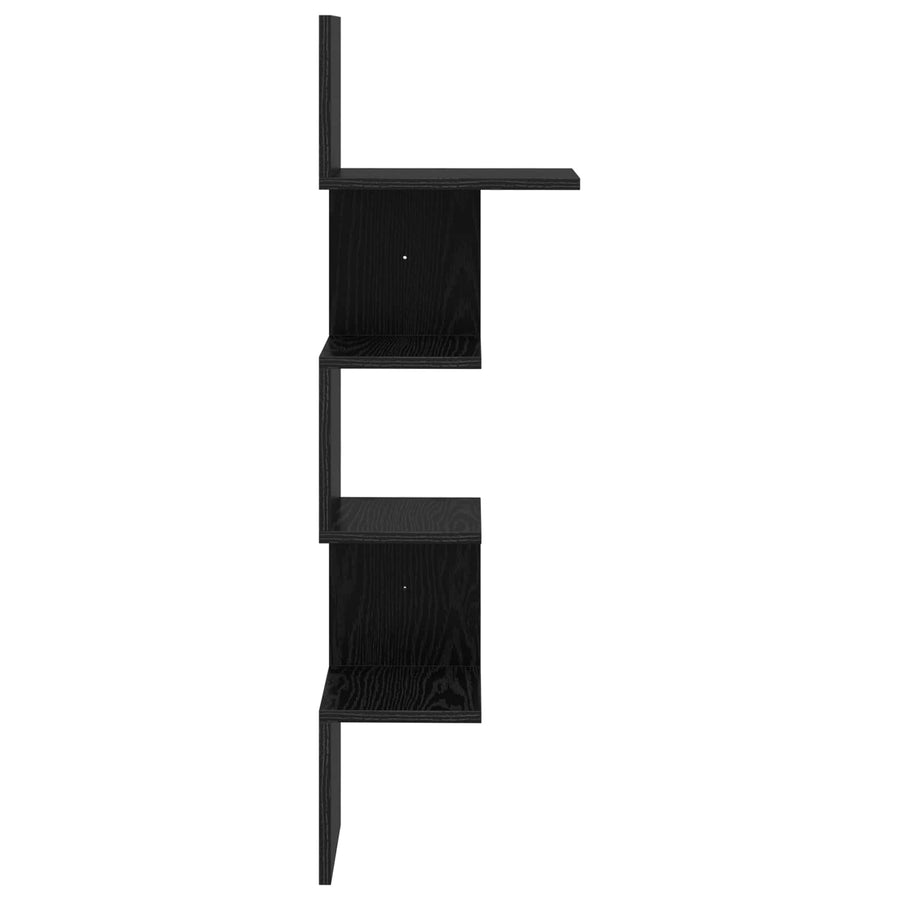 Wandplank Muurmontage Zwart 32 x 21 x 107 cm Bewerkt hout