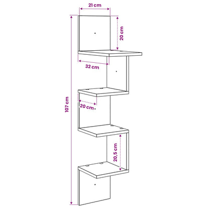 Wandplank Muurmontage Zwart 32 x 21 x 107 cm Bewerkt hout