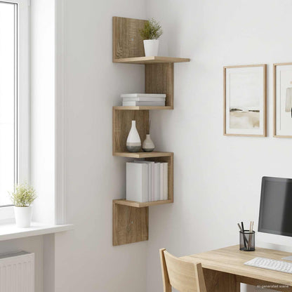 Wandplank Muurmontage Bruin 32 x 21 x 107 cm Bewerkt hout