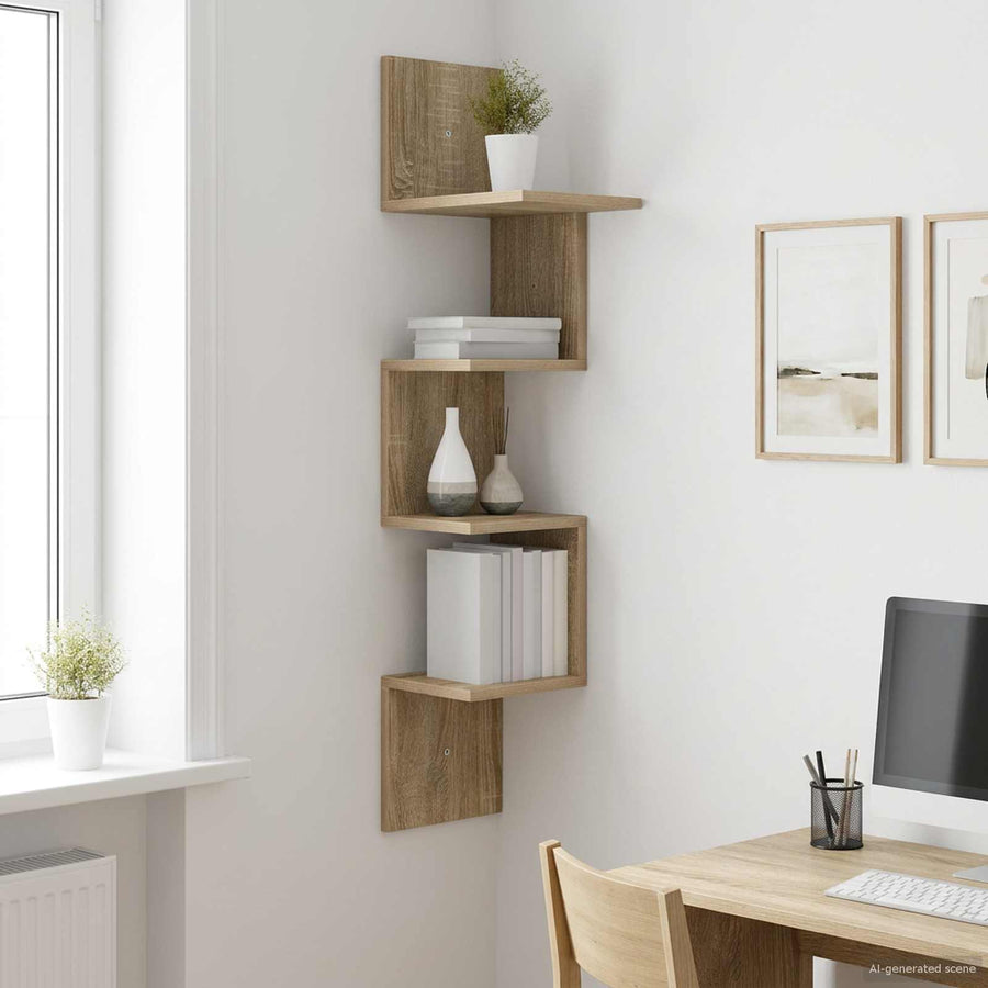 Wandplank Muurmontage Bruin 32 x 21 x 107 cm Bewerkt hout