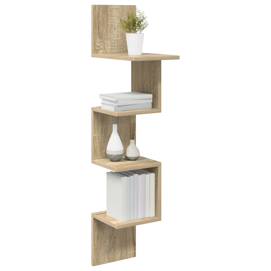 Wandplank Muurmontage Bruin 32 x 21 x 107 cm Bewerkt hout