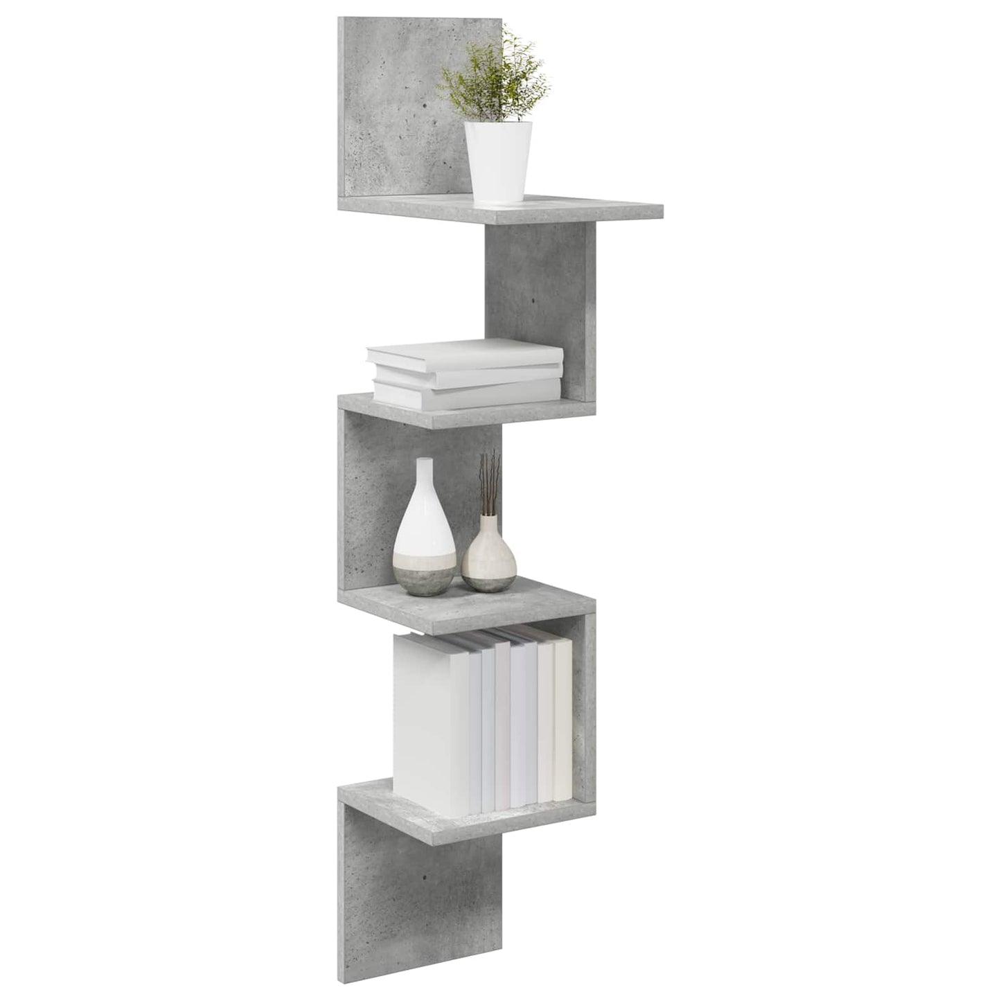 Wandplank Muurmontage Grijs 32 x 21 x 107 cm Bewerkt hout