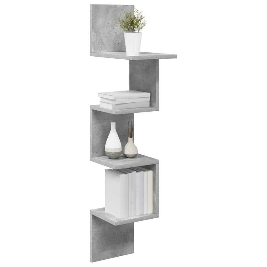 Wandplank Muurmontage Grijs 32 x 21 x 107 cm Bewerkt hout