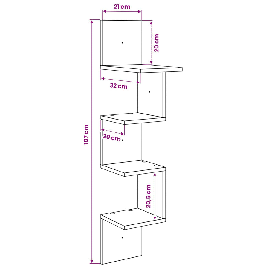 Wandplank Muurmontage Bruin 32 x 21 x 107 cm Bewerkt hout