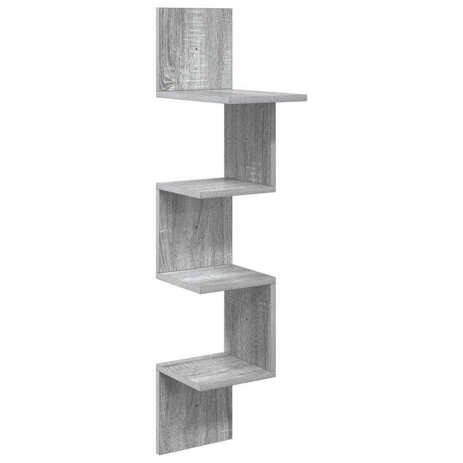 Wandplank Muurmontage Grijs 32 x 21 x 107 cm Bewerkt hout